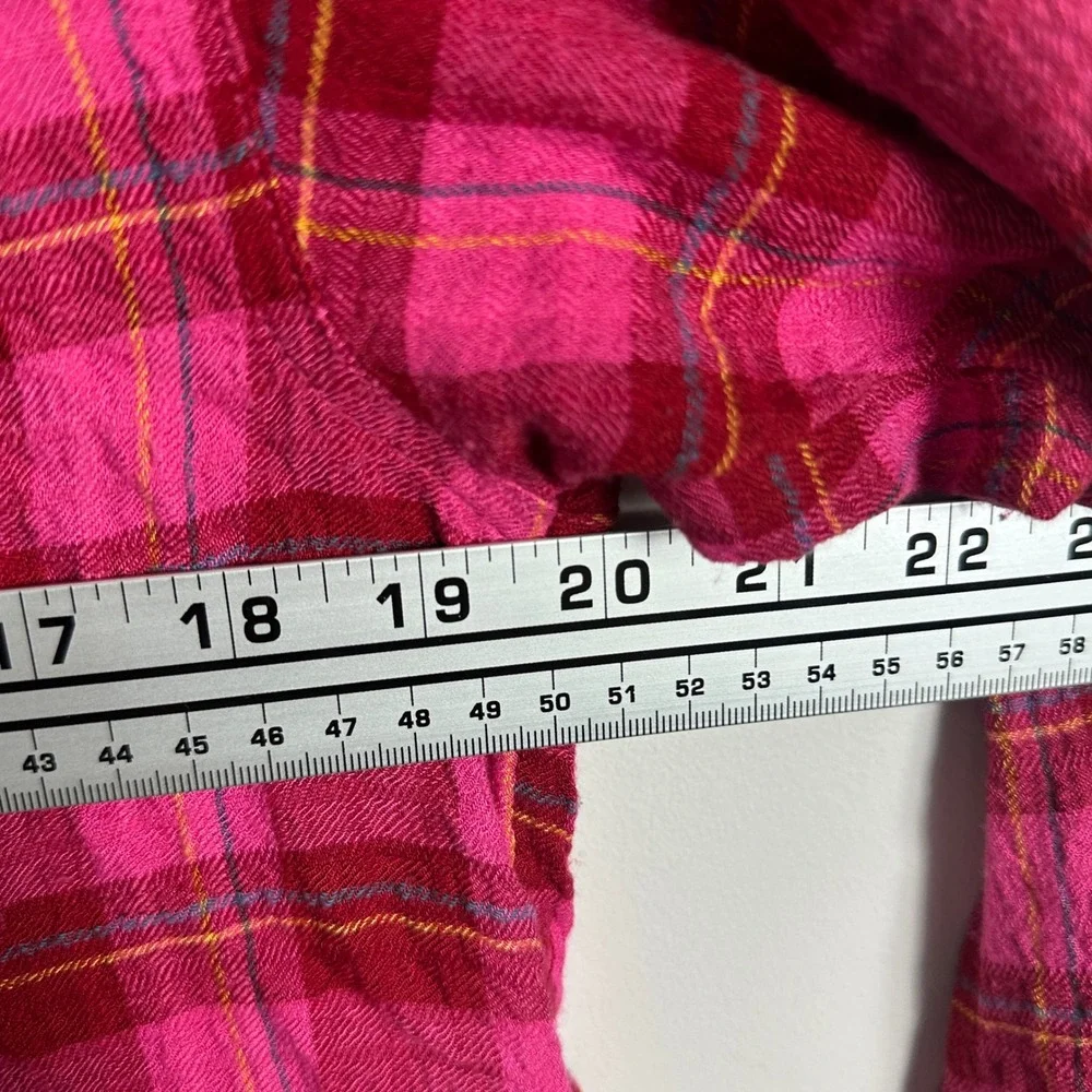 Anthropologie Isadora Pink Button Back Plaid Tunic Top Womens Size Small Popover - Picture 13 of 16